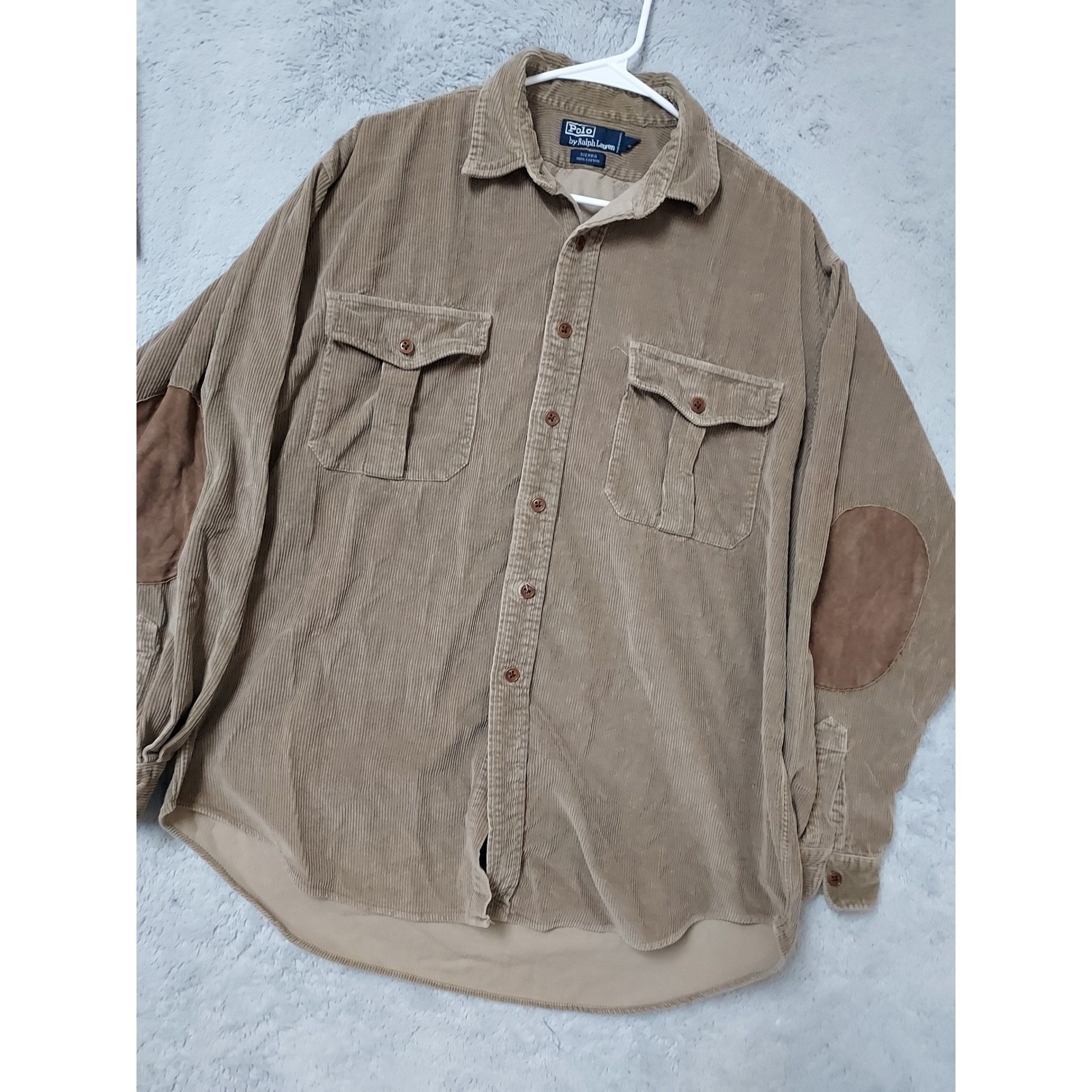 Vintage Polo Ralph Lauren Shirt Mens Large Sierra Corduroy Elbow Patch Heavy L